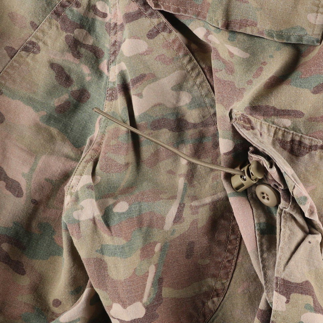 Authentic US military camouflage pattern Multicam camo ripstop double knee military cargo combat pants, USA made, men's size small Rayon Khaki type sage green Vintage Second Hand