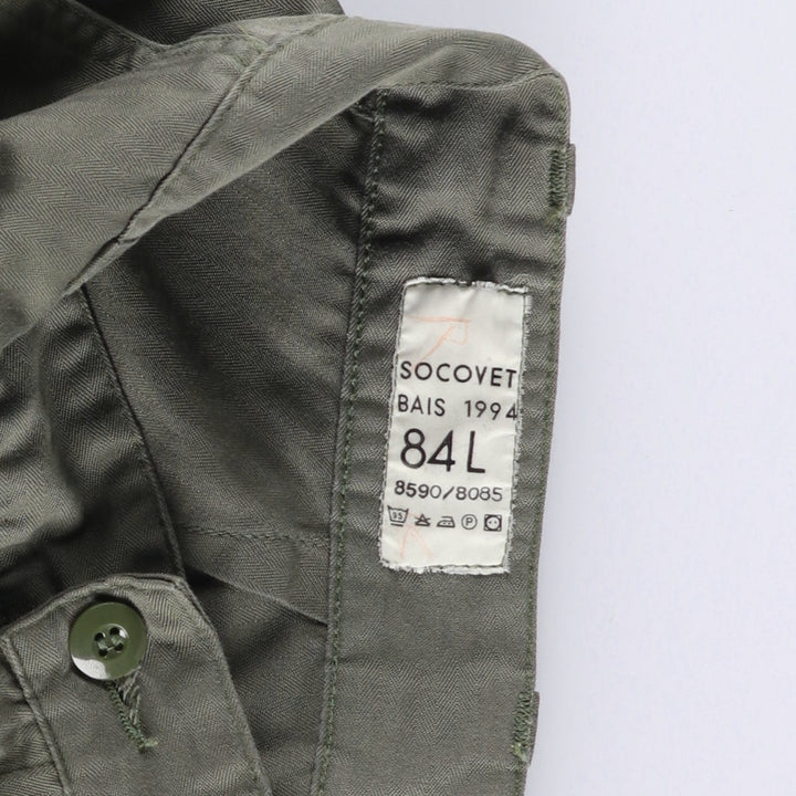 1990'S French Army HBT Herringbone Twill Military Cargo Pants, Size 84L, Men's, W32 (Vintage) unclear Khaki type Vintage Second Hand