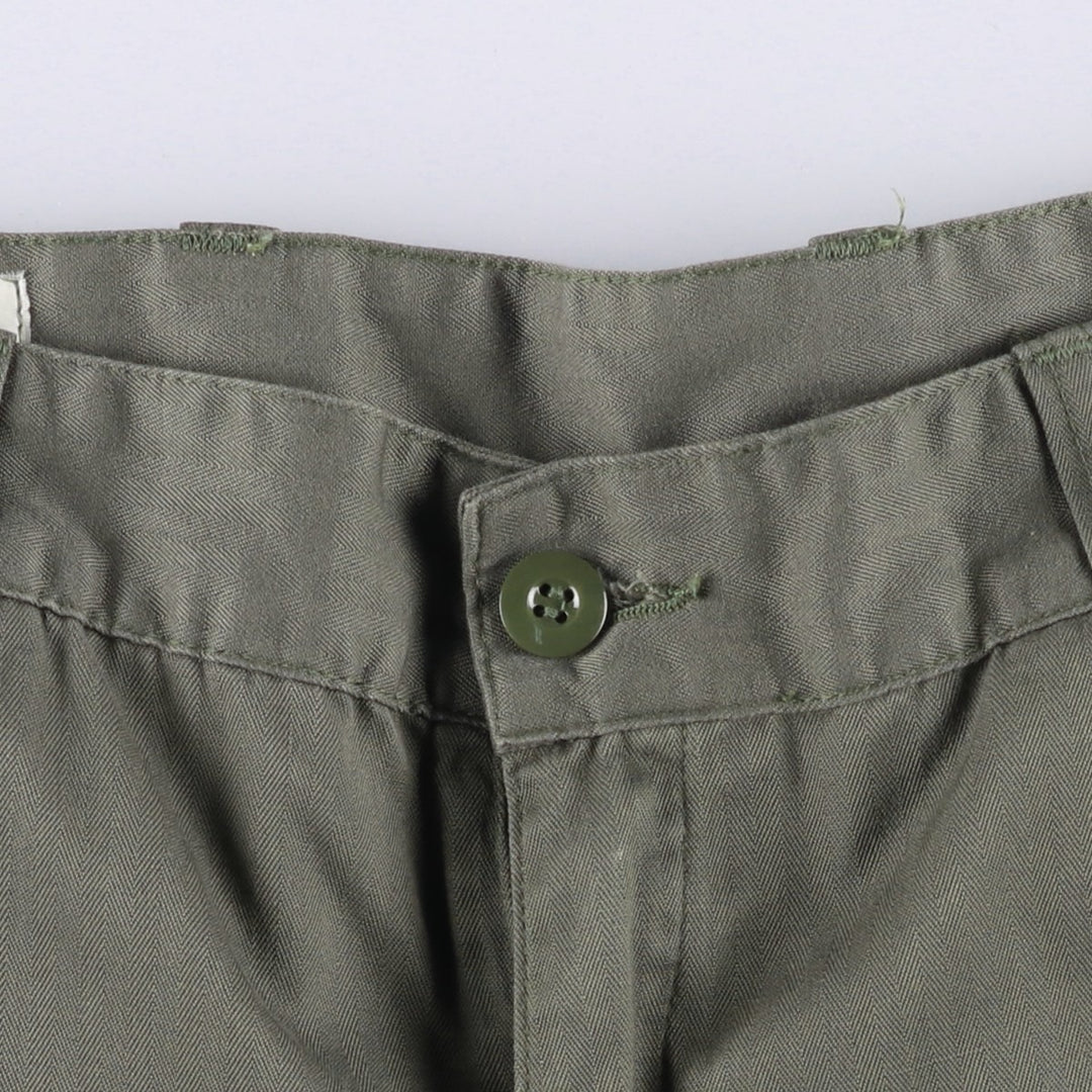 1990'S French Army HBT Herringbone Twill Military Cargo Pants, Size 84L, Men's, W32 (Vintage) unclear Khaki type Vintage Second Hand