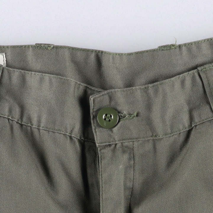 1990'S French Army HBT Herringbone Twill Military Cargo Pants, Size 84L, Men's, W32 (Vintage) unclear Khaki type Vintage Second Hand