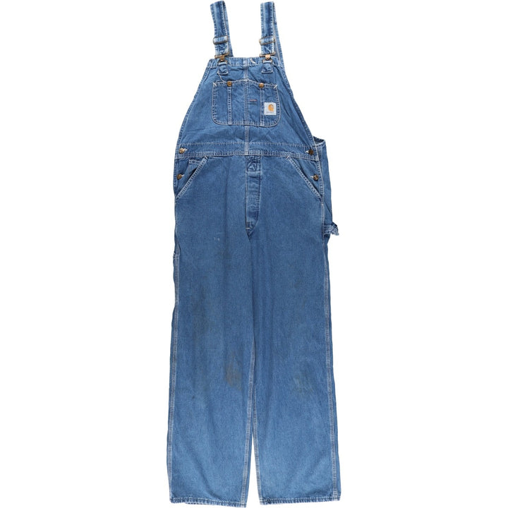 80s-90'S Carhartt denim overalls, made in the USA, men's size W36 cotton blue type Vintage Second Hand