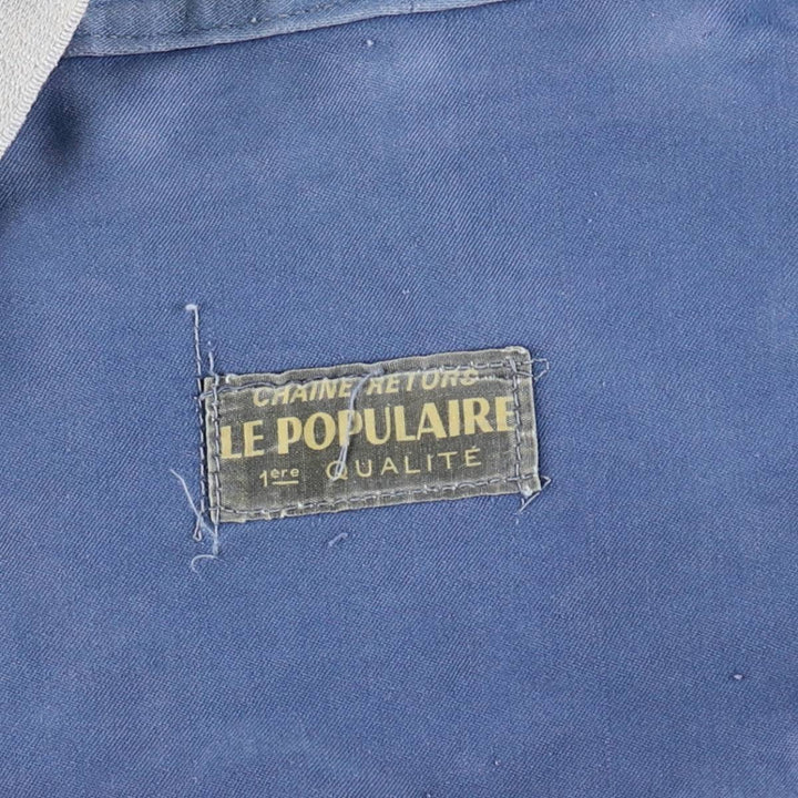 Big size 1950s-1960'S LE POPULAIRE moleskin French workwear/European workwear overalls, men's size W41 (approx.) unclear Blue type light blue Vintage Second Hand