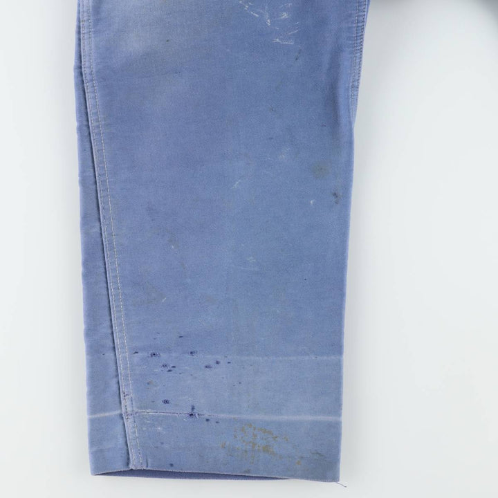 Big size 1950s-1960'S LE POPULAIRE moleskin French workwear/European workwear overalls, men's size W41 (approx.) unclear Blue type light blue Vintage Second Hand
