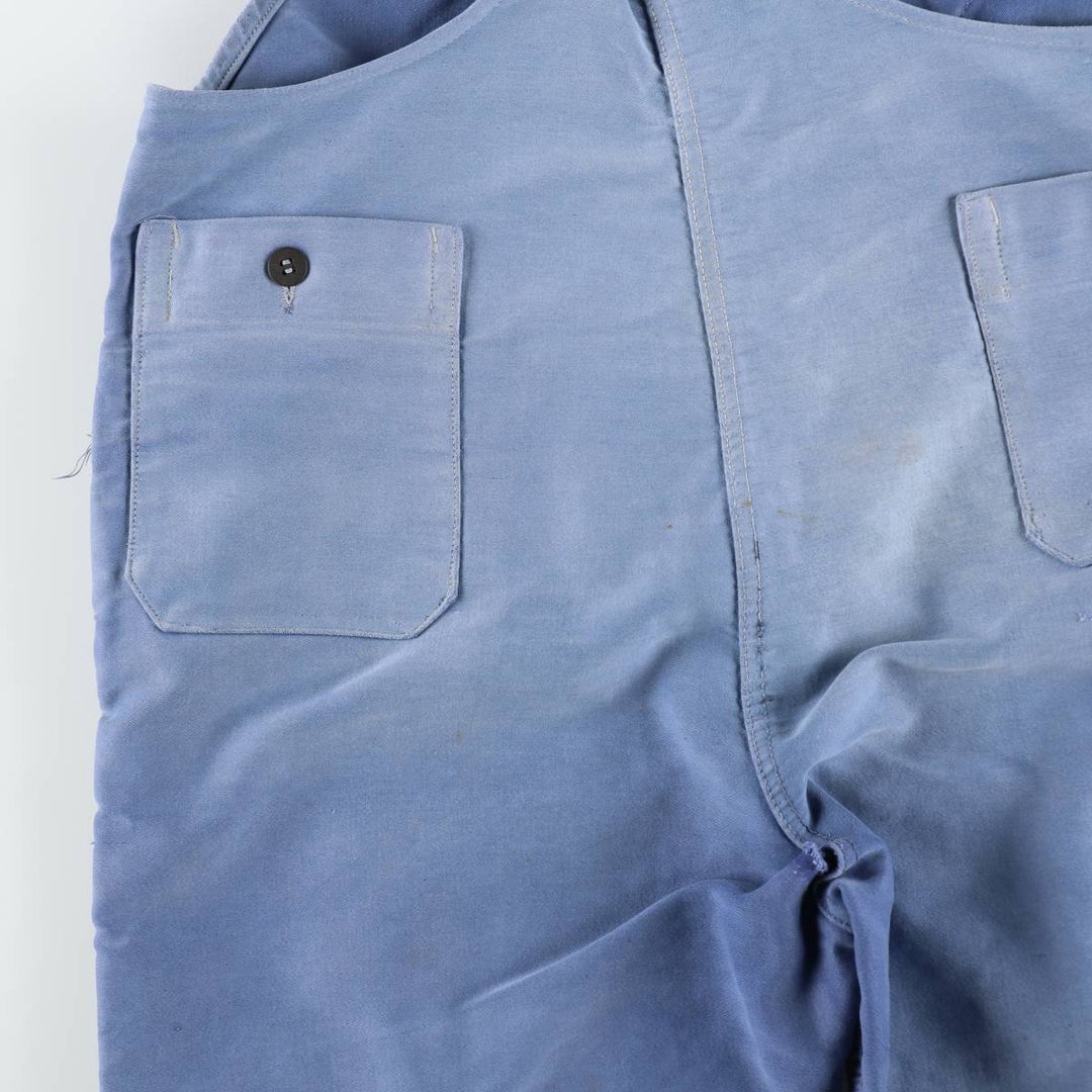 Big size 1950s-1960'S LE POPULAIRE moleskin French workwear/European workwear overalls, men's size W41 (approx.) unclear Blue type light blue Vintage Second Hand