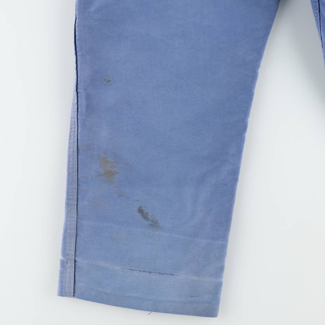 Big size 1950s-1960'S LE POPULAIRE moleskin French workwear/European workwear overalls, men's size W41 (approx.) unclear Blue type light blue Vintage Second Hand