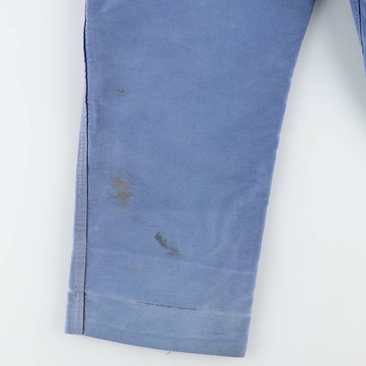 Big size 1950s-1960'S LE POPULAIRE moleskin French workwear/European workwear overalls, men's size W41 (approx.) unclear Blue type light blue Vintage Second Hand
