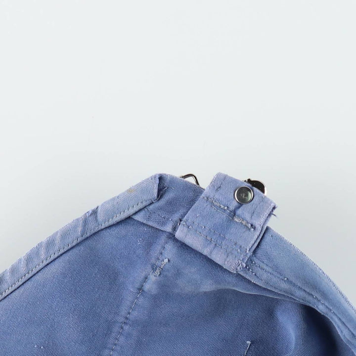 Big size 1950s-1960'S LE POPULAIRE moleskin French workwear/European workwear overalls, men's size W41 (approx.) unclear Blue type light blue Vintage Second Hand