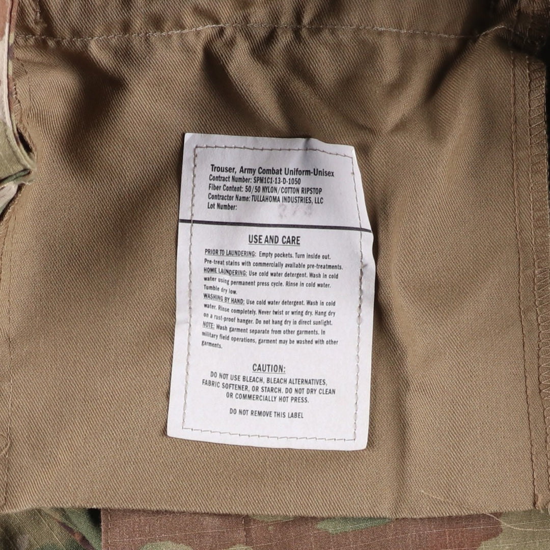 Authentic US military camouflage pattern Multicam camo ripstop military cargo and combat pants, made in the USA, men's size W35 equivalent cotton Khaki type Vintage Second Hand