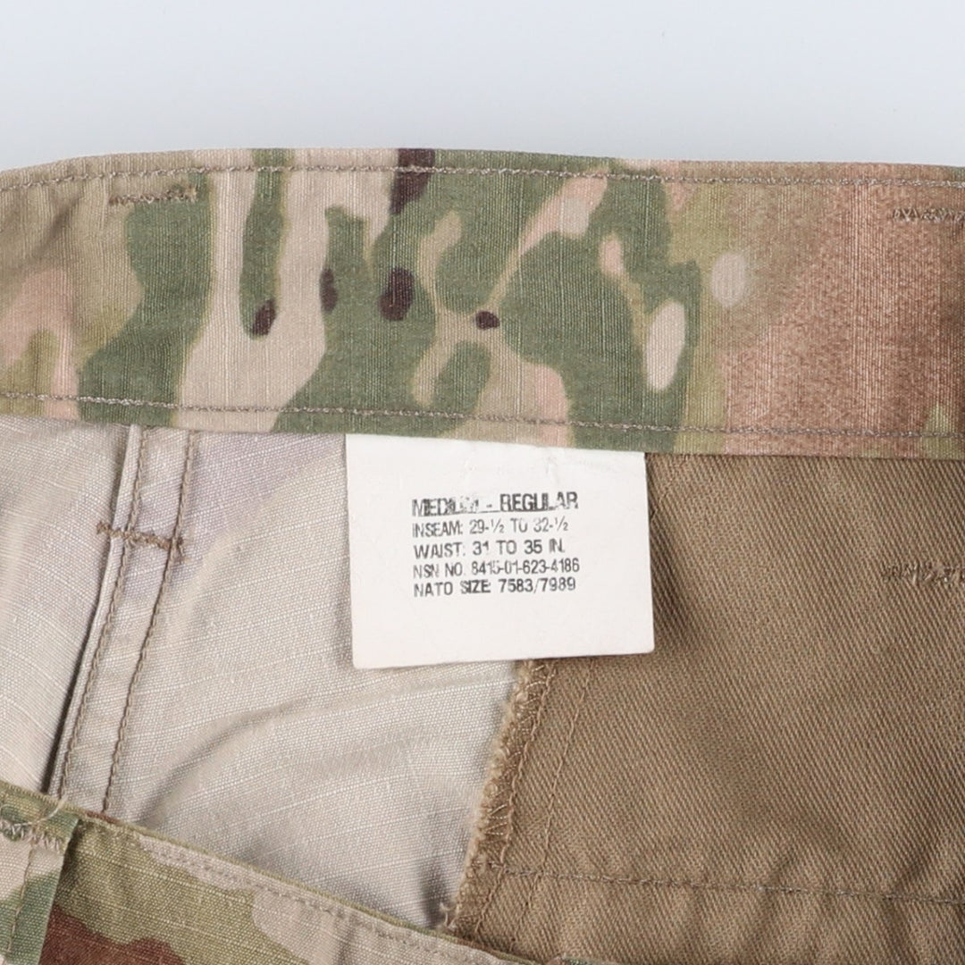 Authentic US military camouflage pattern Multicam camo ripstop military cargo and combat pants, made in the USA, men's size W35 equivalent cotton Khaki type Vintage Second Hand