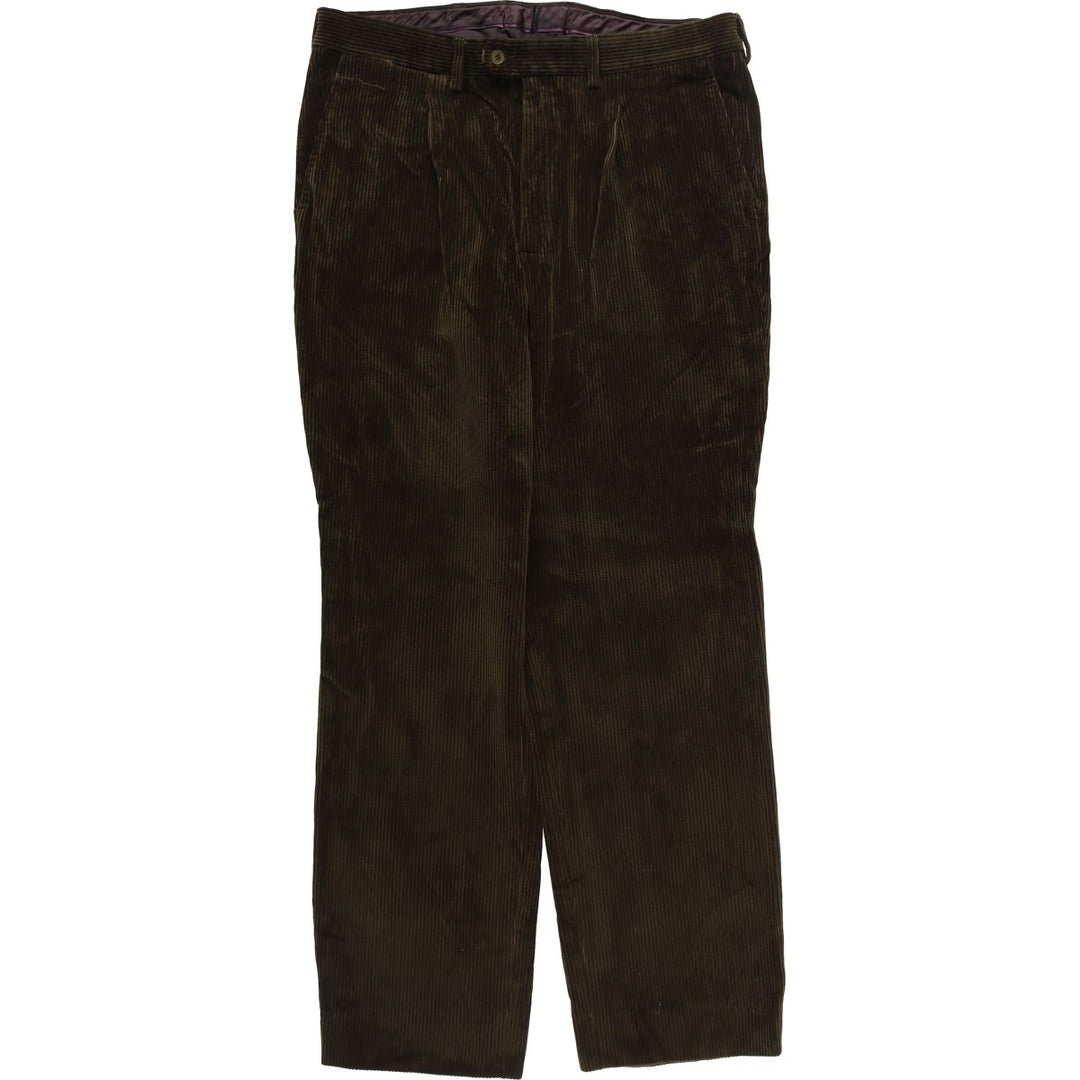 Vintage EMIDIO TUCCI men's one-pleat corduroy pants from the 1980'S to 1990s, size W36. cotton brown type Vintage Second Hand