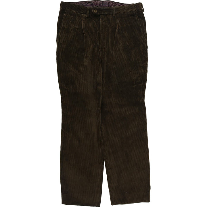 Vintage EMIDIO TUCCI men's one-pleat corduroy pants from the 1980'S to 1990s, size W36. cotton brown type Vintage Second Hand