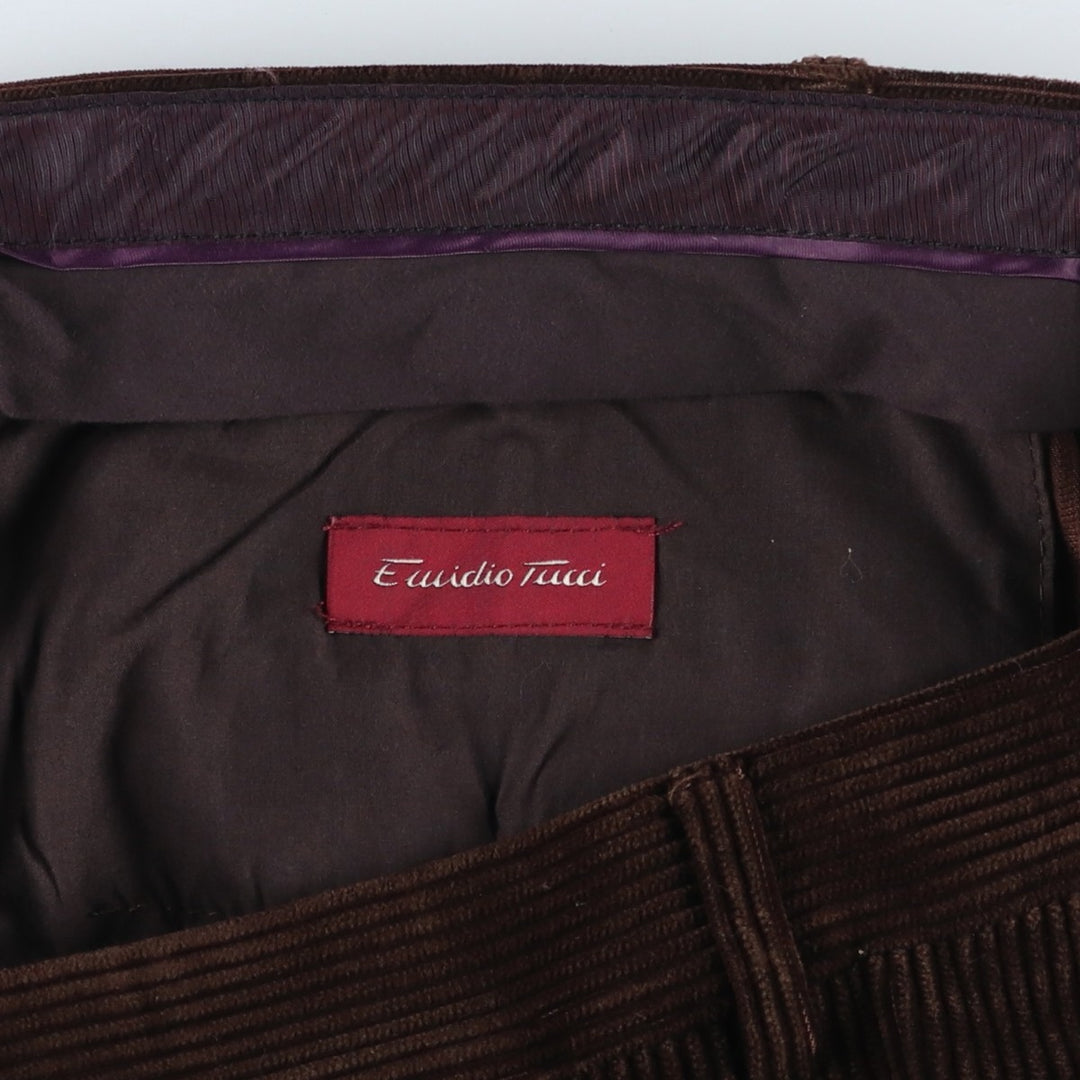 Vintage EMIDIO TUCCI men's one-pleat corduroy pants from the 1980'S to 1990s, size W36. cotton brown type Vintage Second Hand