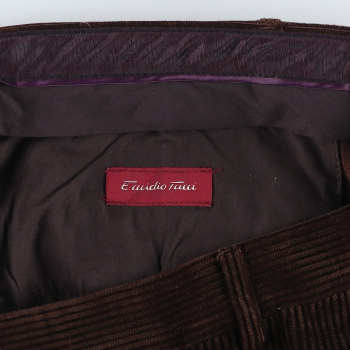 Vintage EMIDIO TUCCI men's one-pleat corduroy pants from the 1980'S to 1990s, size W36. cotton brown type Vintage Second Hand