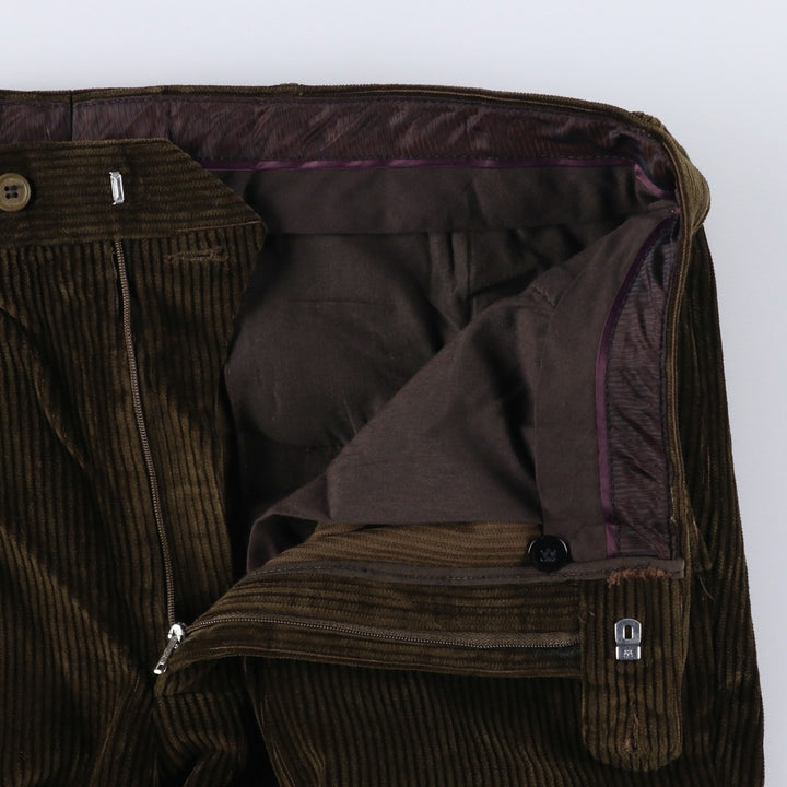 Vintage EMIDIO TUCCI men's one-pleat corduroy pants from the 1980'S to 1990s, size W36. cotton brown type Vintage Second Hand