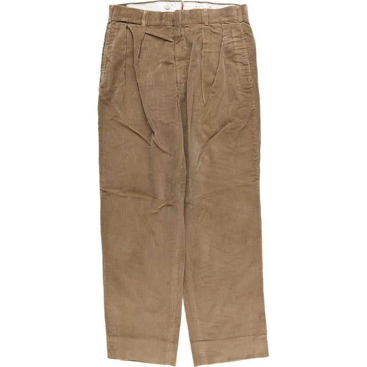 1990'S Brooks Brothers ESTABLISHED 1818 Two-pleat Corduroy Pants, Made in USA, Men's, Size W33, Vintage unclear brown type Vintage Second Hand