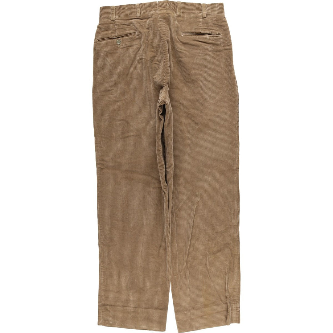 1990'S Brooks Brothers ESTABLISHED 1818 Two-pleat Corduroy Pants, Made in USA, Men's, Size W33, Vintage unclear brown type Vintage Second Hand