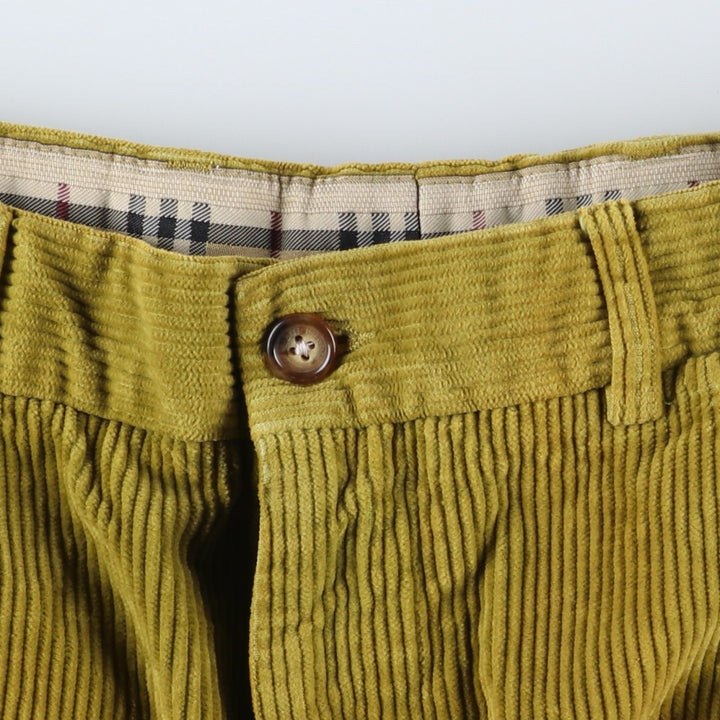 Burberry's London corduroy pants, made in Italy, men's size W34 cotton green type yellow green Vintage Second Hand