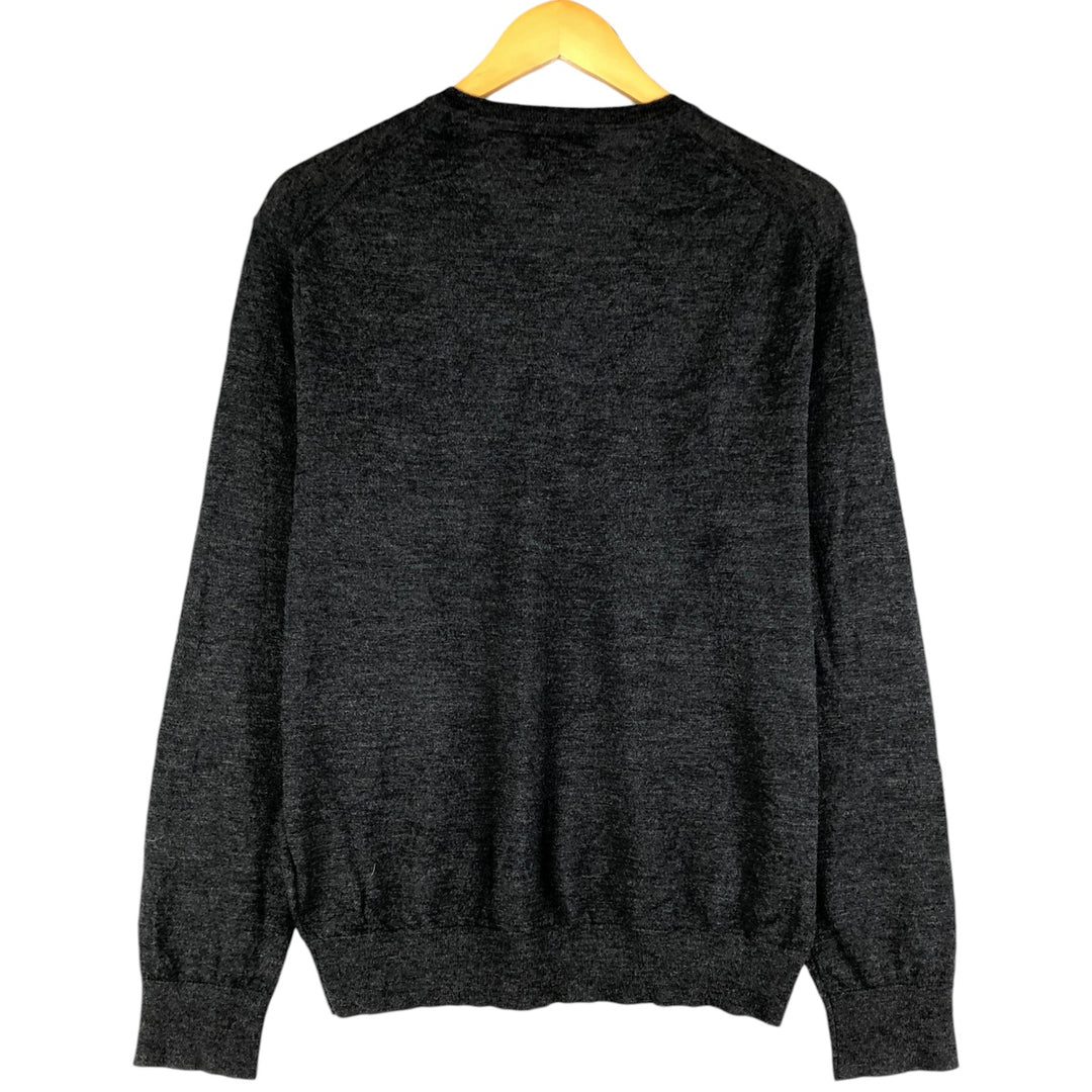 Ralph Lauren POLO RALPH LAUREN V-neck merino wool knit sweater, men's size L Merino wool gray type Vintage Second Hand