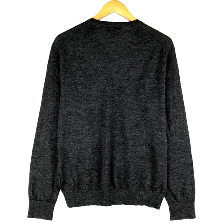 Ralph Lauren POLO RALPH LAUREN V-neck merino wool knit sweater, men's size L Merino wool gray type Vintage Second Hand