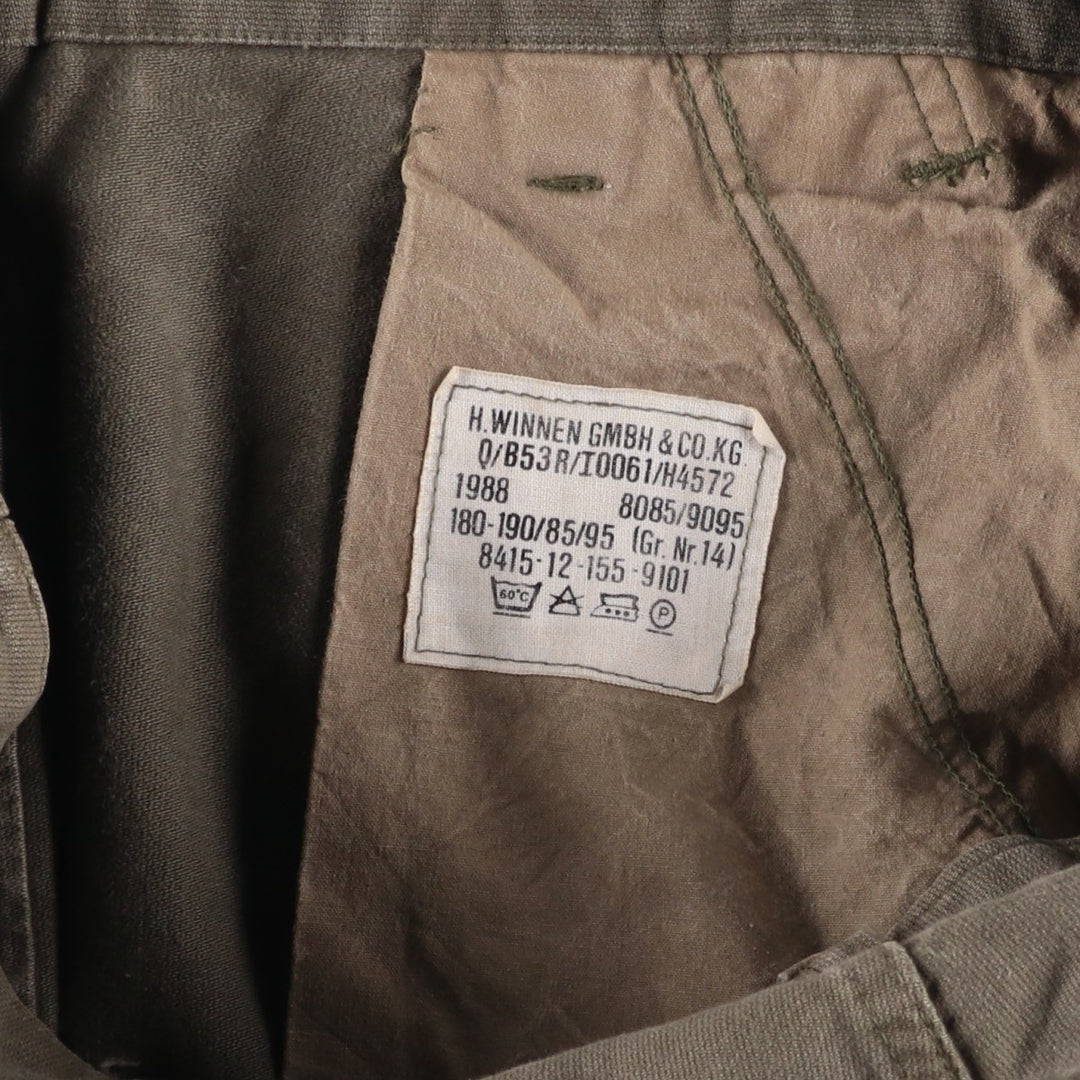 1980'S German Army Moleskine Custom Painted Military Cargo Pants, Size 14, Men's W35 (Vintage) unclear Khaki type Vintage Second Hand