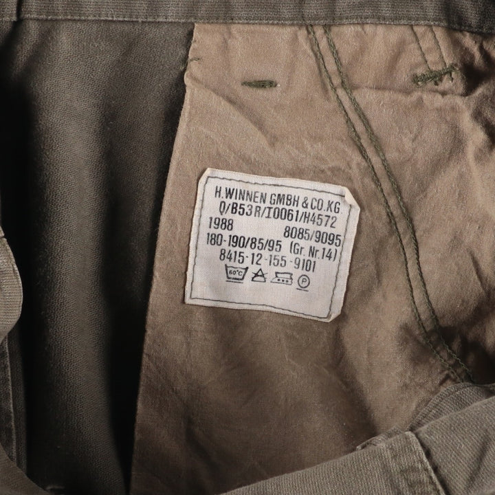 1980'S German Army Moleskine Custom Painted Military Cargo Pants, Size 14, Men's W35 (Vintage) unclear Khaki type Vintage Second Hand