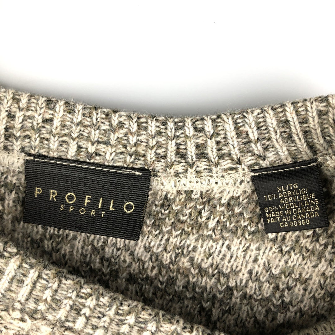 PROFILO SPORT Acrylic Knit Sweater, Men's XL acrylic Beige type Vintage Second Hand