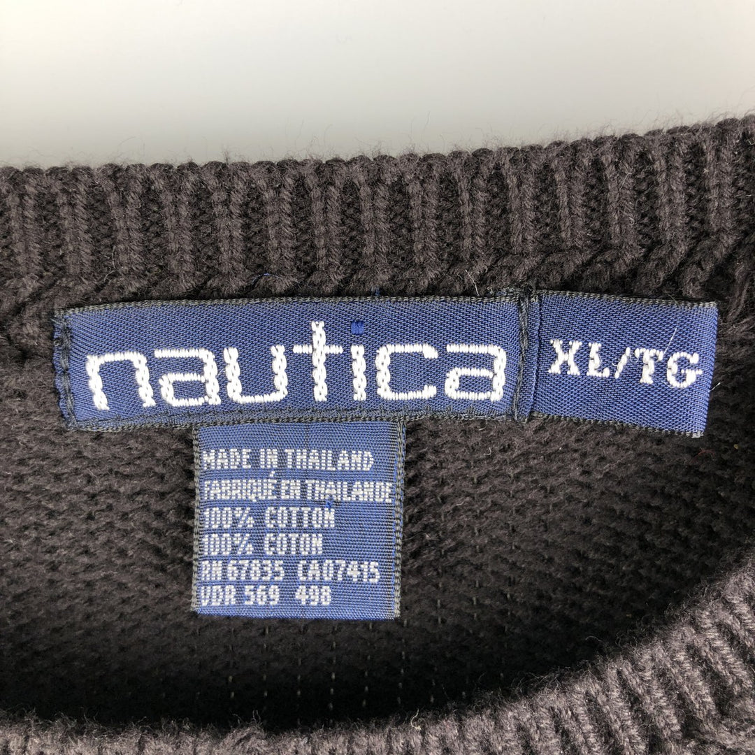 Vintage 90'S Nautica cotton knit sweater, men's size XL cotton black type Vintage Second Hand