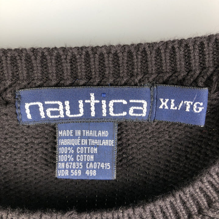 Vintage 90'S Nautica cotton knit sweater, men's size XL cotton black type Vintage Second Hand