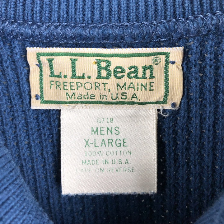 Vintage LLBean cotton knit half-button sweater from the 1980s-1990s, made in the USA, men's size XL cotton Blue type light blue Vintage Second Hand