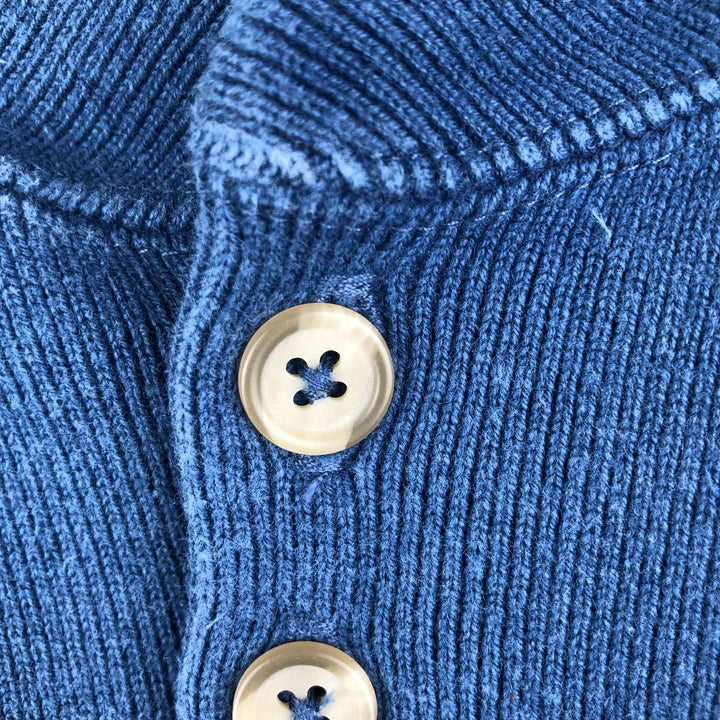 Vintage LLBean cotton knit half-button sweater from the 1980s-1990s, made in the USA, men's size XL cotton Blue type light blue Vintage Second Hand