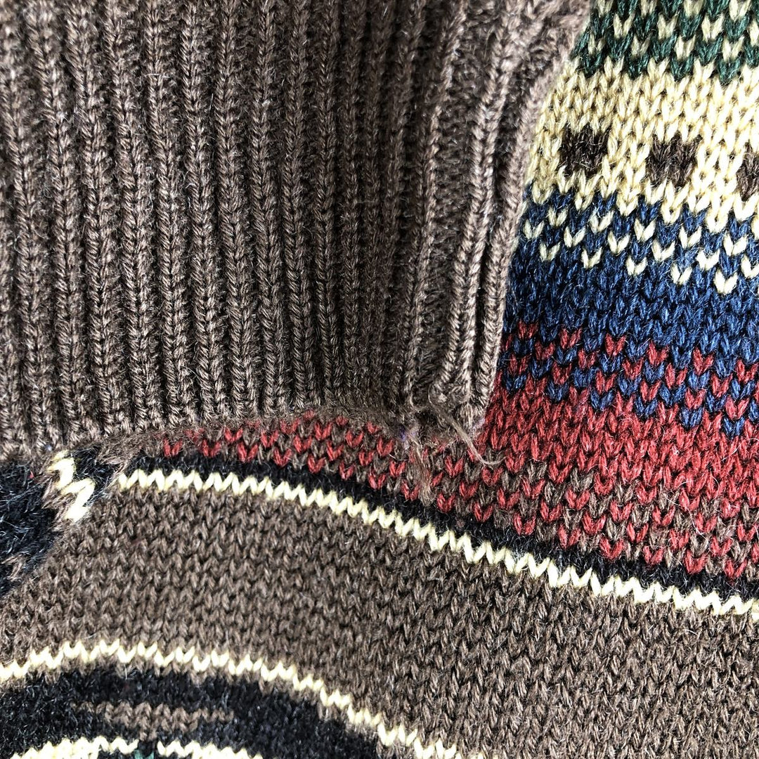 GREAT LAKES COUNTRY Native Pattern Acrylic Knit Sweater, Men's Size L acrylic brown type Vintage Second Hand