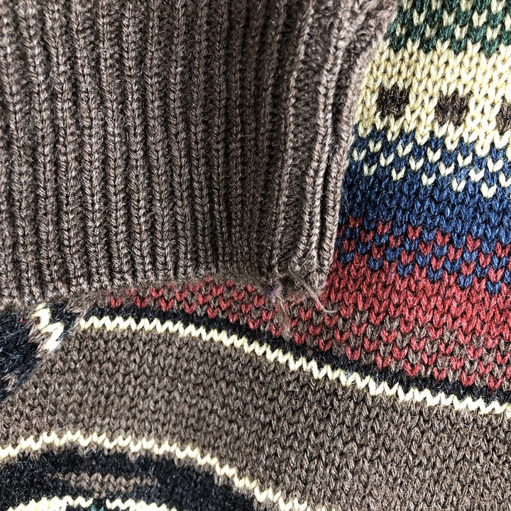 GREAT LAKES COUNTRY Native Pattern Acrylic Knit Sweater, Men's Size L acrylic brown type Vintage Second Hand