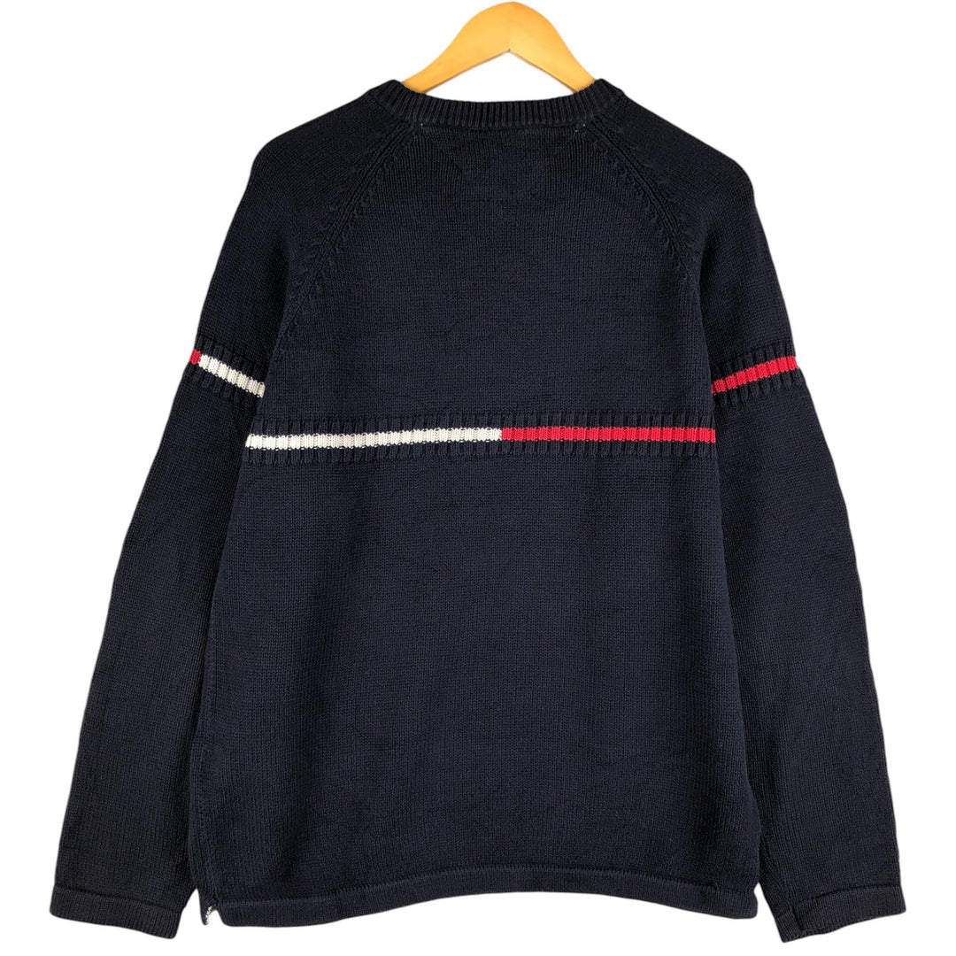 Tommy Hilfiger Cotton Knit Sweater, Men's Size L cotton navy blue type Vintage Second Hand