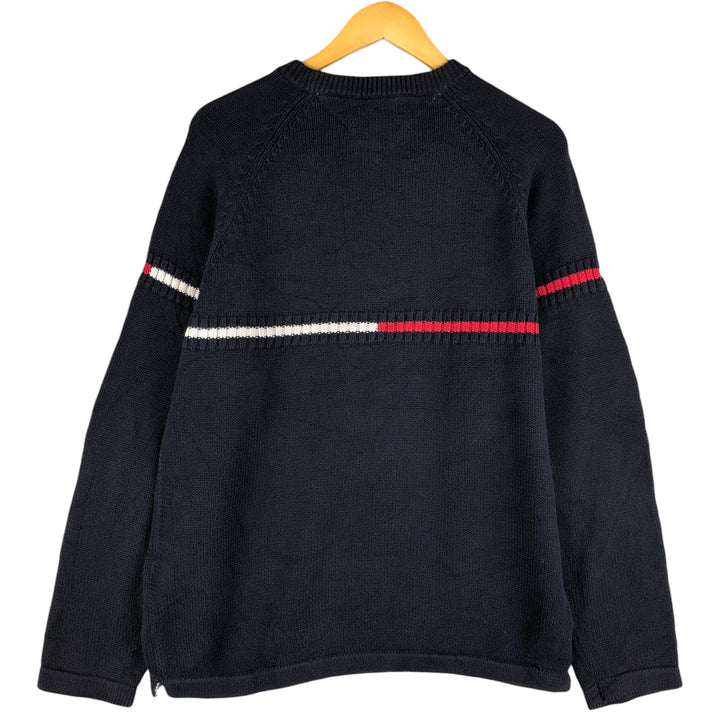Tommy Hilfiger Cotton Knit Sweater, Men's Size L cotton navy blue type Vintage Second Hand