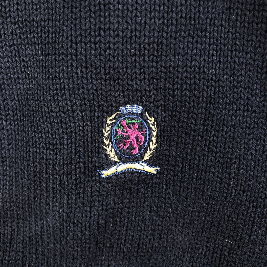 Tommy Hilfiger Cotton Knit Sweater, Men's Size L cotton navy blue type Vintage Second Hand