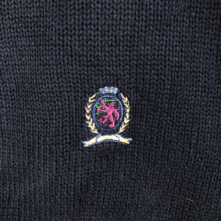 Tommy Hilfiger Cotton Knit Sweater, Men's Size L cotton navy blue type Vintage Second Hand