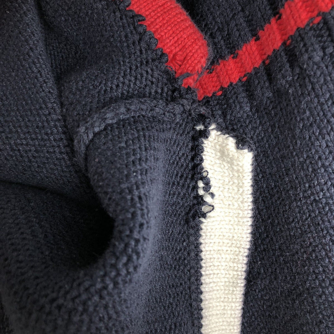 Tommy Hilfiger Cotton Knit Sweater, Men's Size L cotton navy blue type Vintage Second Hand