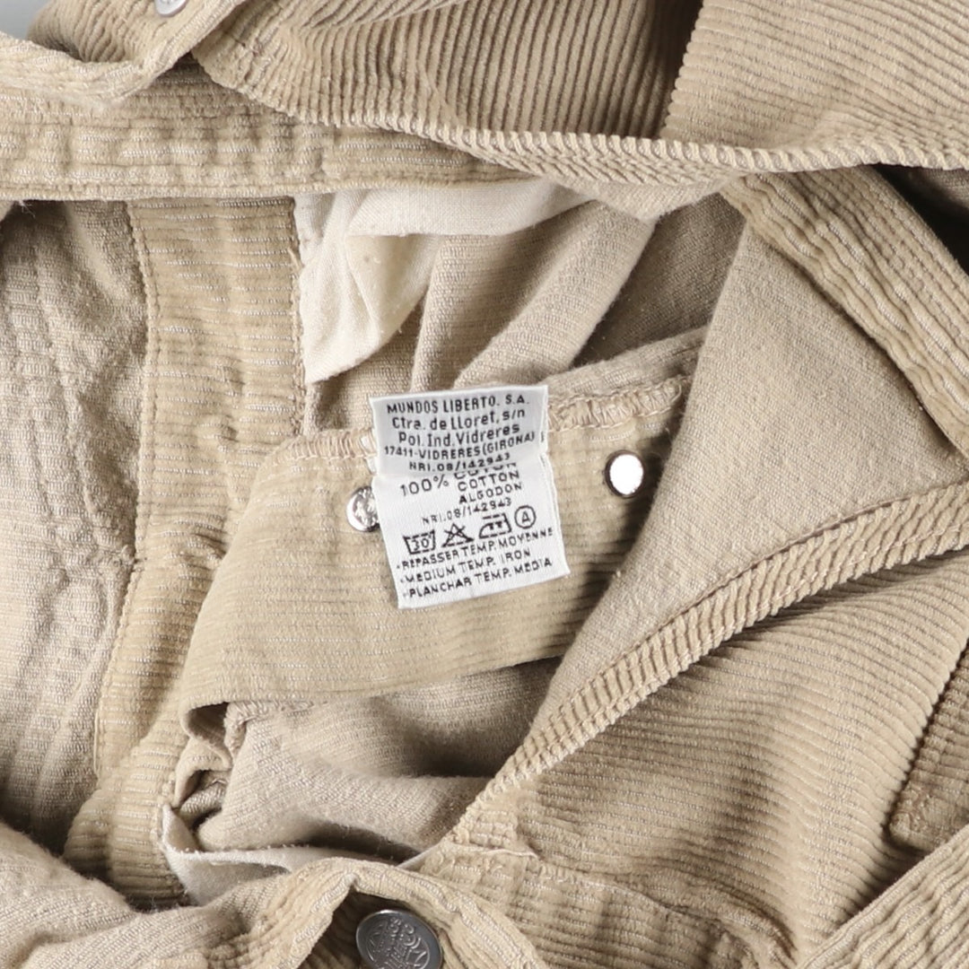 LIBERTO Corduroy Overalls, Women's XL (W31) cotton Beige type Vintage Second Hand