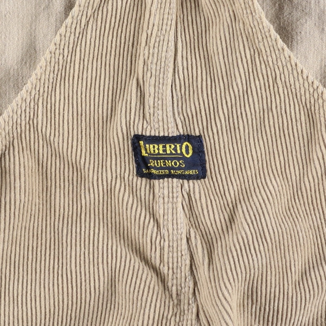 LIBERTO Corduroy Overalls, Women's XL (W31) cotton Beige type Vintage Second Hand