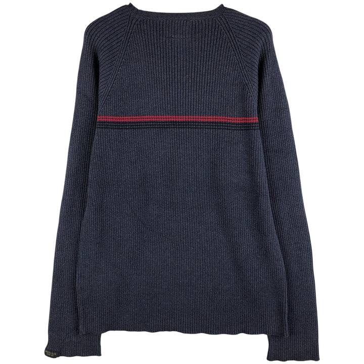 Nautica Jeans Company Ribbed Cotton Knit Sweater, Men's Size L cotton navy blue type Vintage Second Hand