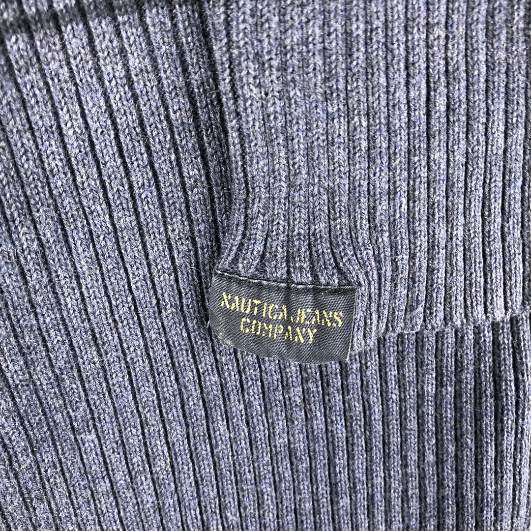 Nautica Jeans Company Ribbed Cotton Knit Sweater, Men's Size L cotton navy blue type Vintage Second Hand