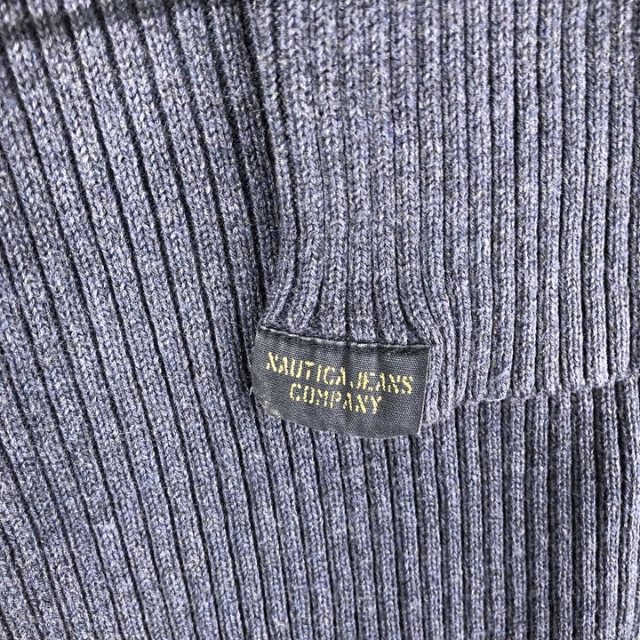 Nautica Jeans Company Ribbed Cotton Knit Sweater, Men's Size L cotton navy blue type Vintage Second Hand