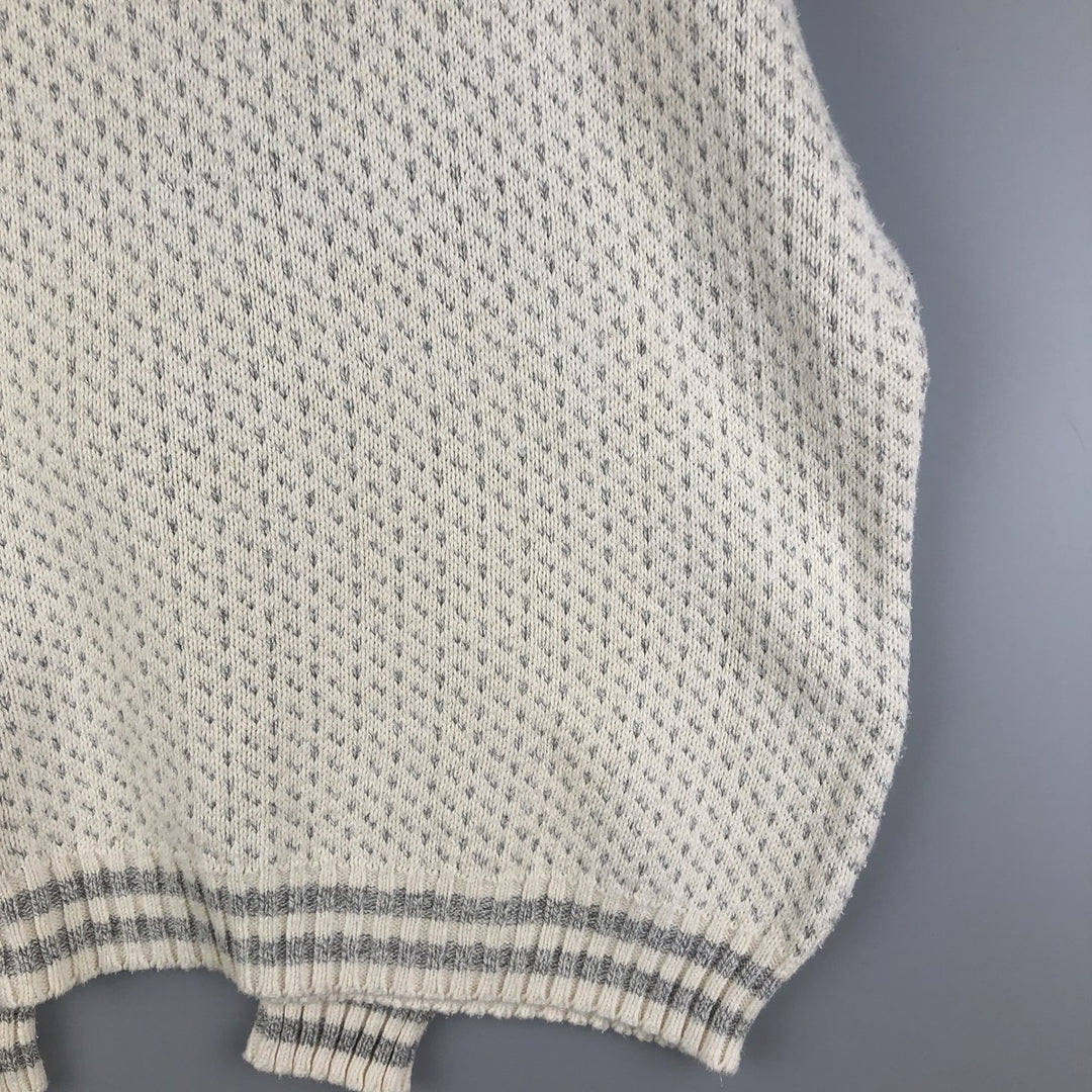 Vintage 80s-90'S Eddie Bauer Black Tag Birdseye Pattern Roll Neck Cotton Knit Sweater, Made in USA, Men's Size L cotton pale white type Vintage Second Hand