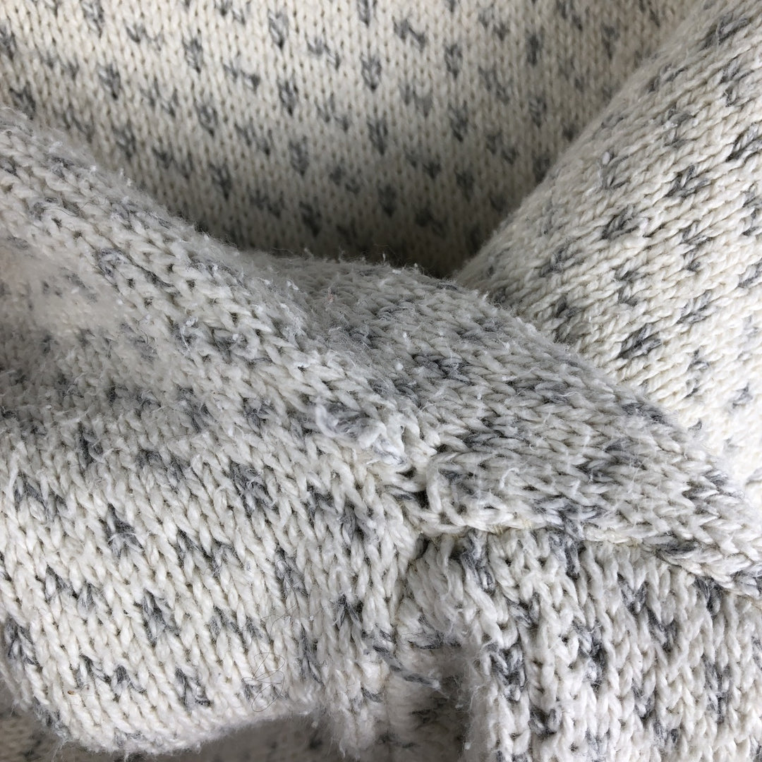 Vintage 80s-90'S Eddie Bauer Black Tag Birdseye Pattern Roll Neck Cotton Knit Sweater, Made in USA, Men's Size L cotton pale white type Vintage Second Hand