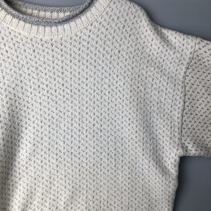 Vintage 80s-90'S Eddie Bauer Black Tag Birdseye Pattern Roll Neck Cotton Knit Sweater, Made in USA, Men's Size L cotton pale white type Vintage Second Hand