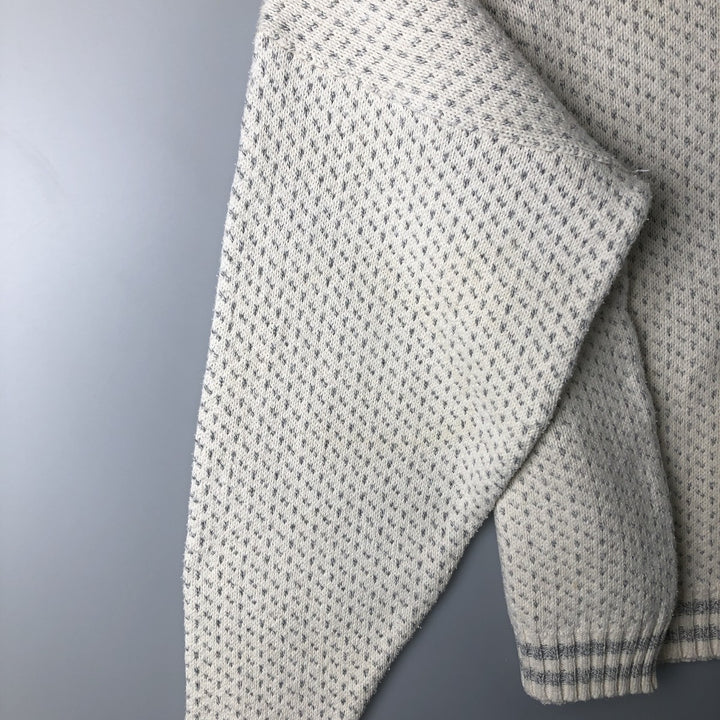 Vintage 80s-90'S Eddie Bauer Black Tag Birdseye Pattern Roll Neck Cotton Knit Sweater, Made in USA, Men's Size L cotton pale white type Vintage Second Hand