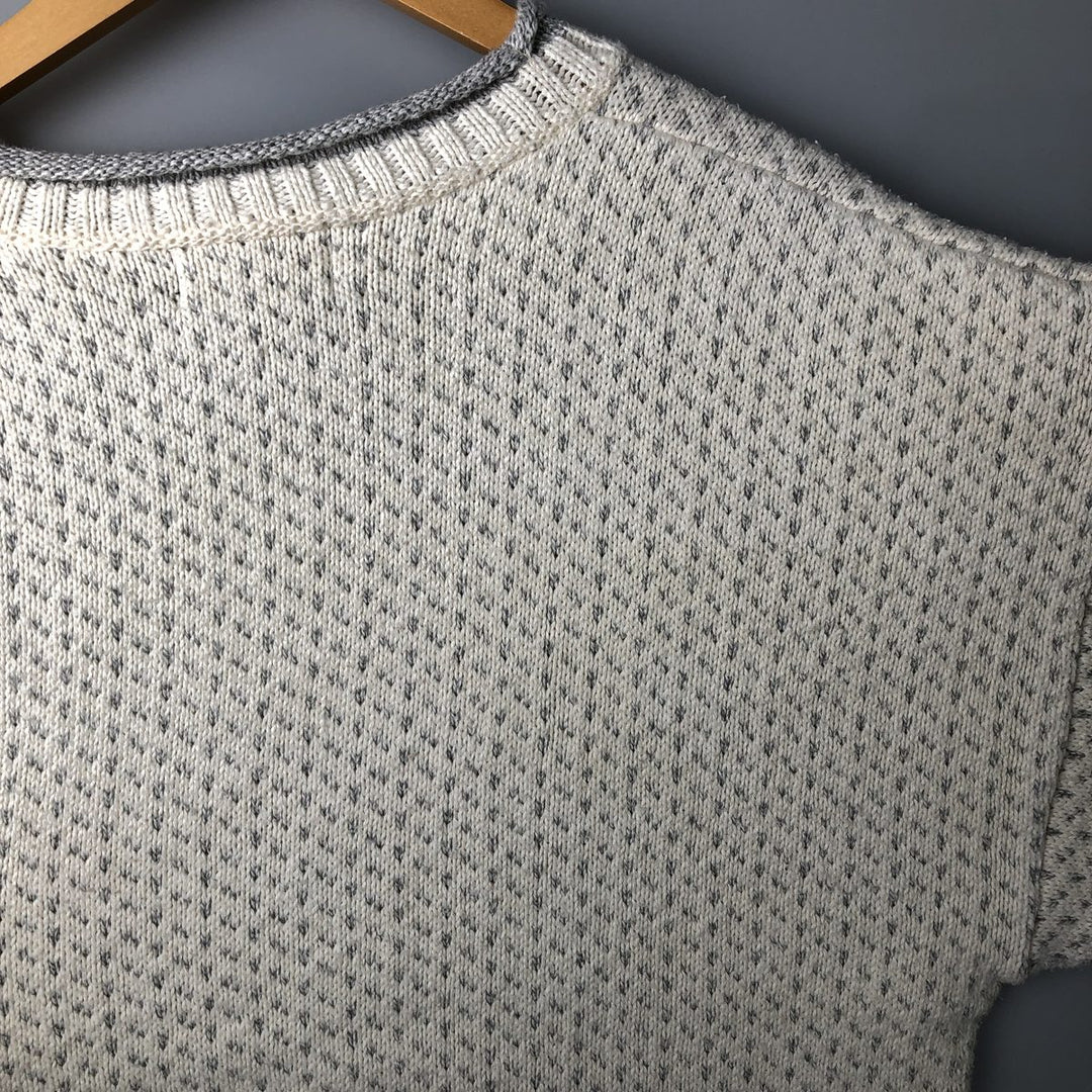 Vintage 80s-90'S Eddie Bauer Black Tag Birdseye Pattern Roll Neck Cotton Knit Sweater, Made in USA, Men's Size L cotton pale white type Vintage Second Hand