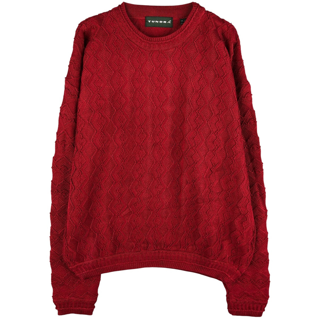 TUNDRA 3D Knit Sweater, Made in Canada, Men's Size Medium cotton red type Vintage Second Hand