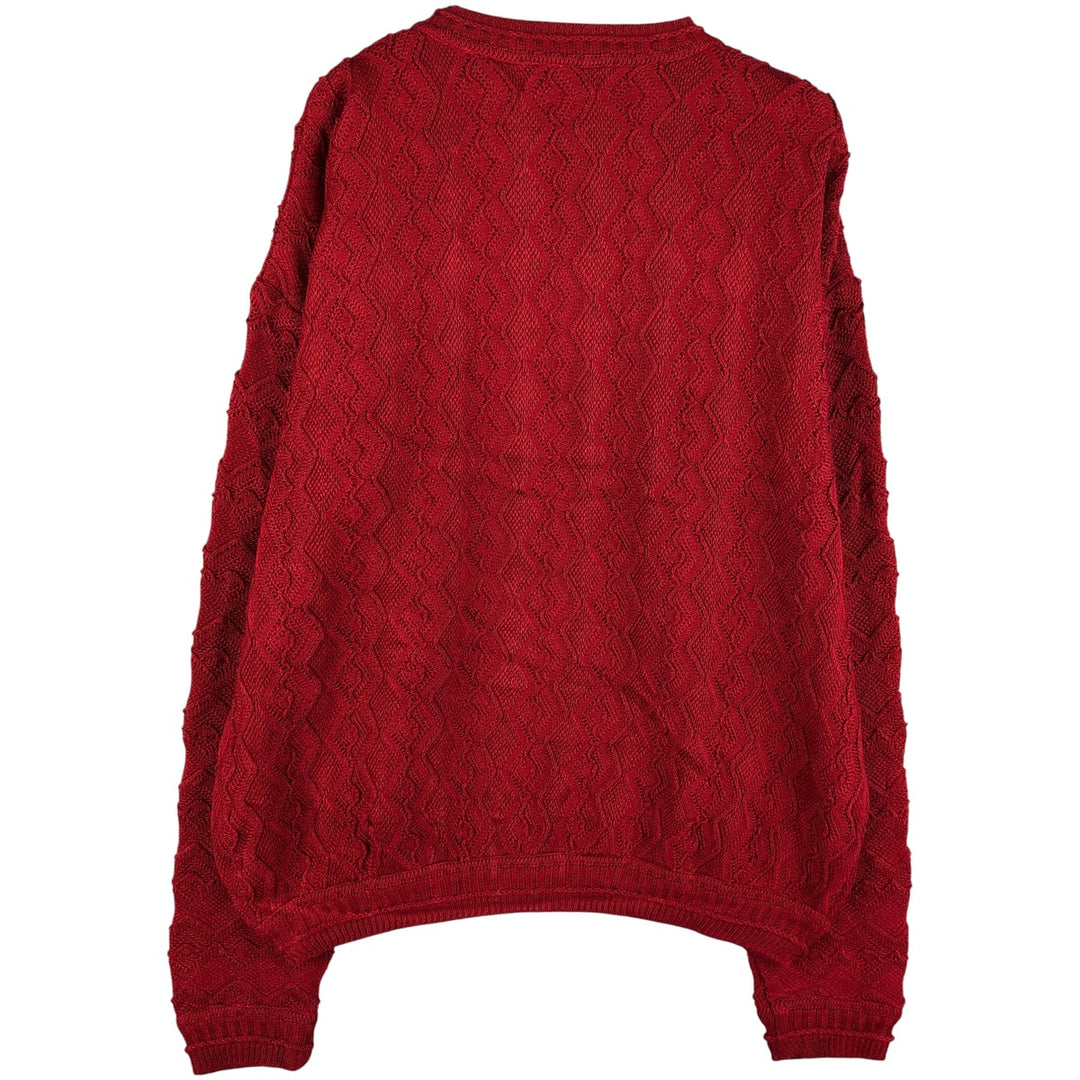 TUNDRA 3D Knit Sweater, Made in Canada, Men's Size Medium cotton red type Vintage Second Hand