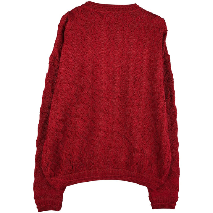 TUNDRA 3D Knit Sweater, Made in Canada, Men's Size Medium cotton red type Vintage Second Hand